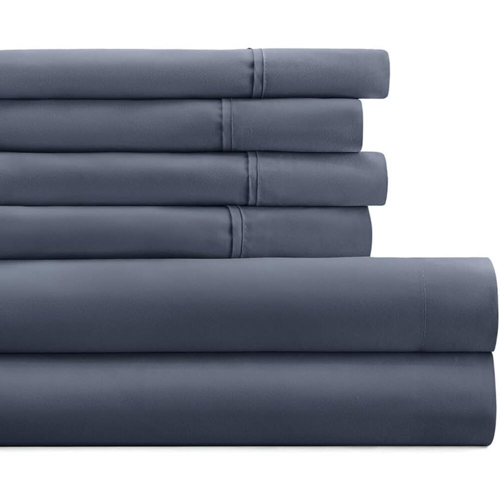 LINENS & HUTCH 6-Piece Essential Sheet Set - California King, Stone Grey - Picture 2 of 6